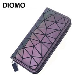 Diomo Female Wallet Zipper Slim Thin Women Purses Long Clutch Wallets Geometric Luminous Money Bag Y190701295g
