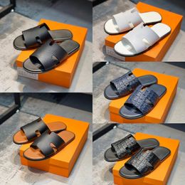 Designer homens chinelos de couro de bezerro sandálias flip flop verão preguiçoso grande praia casual slides com saco de poeira casual praia sandalias EU38-45