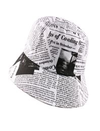 Black White Letter Newspaper Print Sun Hat Fashion Fisherman Hats Men Women Street Hip Hop Bucket Hat Fishing Cap5229994