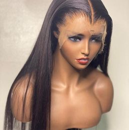 Fabric Cheap Whole Brazilian Straight 360 Full Lace Front Human Hair Wigs For Black Women Natural HD Transparent Frontal72504547453960