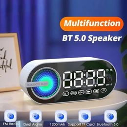 Table Alarm Clock Bluetooth Speaker FM Radio Sound Box Desktop Subwoofer Music Player TF Card Bass Boombox 240106