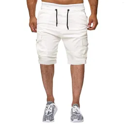 Men's Shorts Cargo Vintage Solid Color Multi-Pocket Drawstring Trunks Casual Retro Comfort Sportswear Outdoor Leisure Streetwear