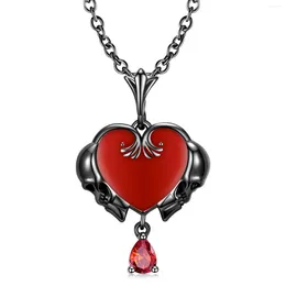 Chains 2024 Fashion Heart Shape Pendant Necklace Magnet Attract Couples Simple Creative Skull Jewelry Gift