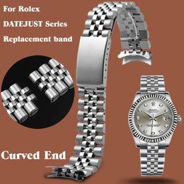 Curved End Metal Stainless Steel Strap for DATEJUST Luxury Bracelet Watch Band Accessories Men 18mm 19mm 20mm 21mm 22mm 240106
