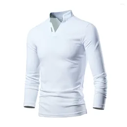 Men's Polos Tops T-Shirt Bottoming Button V Neck Casual Henley Long-Sleeve Mens Pullover Slim Beach Club Daily Holiday