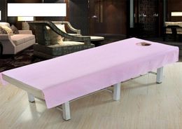 Cotton Massage Table Cloth Bed Cover Sheet Beauty Salon Spa Bed Cover Sheet with Face Hole Pure Colour zk303610458