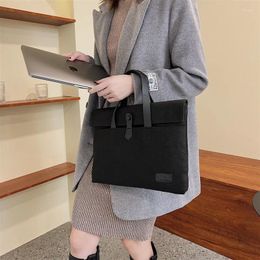 Briefcases Unisex Casual Briefcase Canvas Versatiles Winter Women's Handbags Large Capacity Business Document Holder Simple Laptop Bag