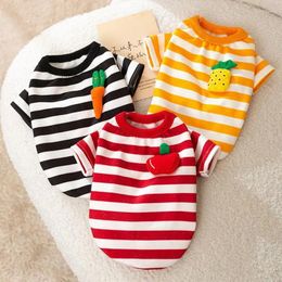 Dog Apparel Fall Clothing Fashion Striped Hoodie 3D Carrot Teddy Clothes Pet Plush Thermal Pullover Vest