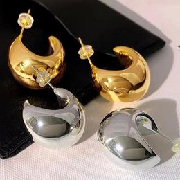 Stud Earrings Brass Plated 18K Gold Semi-Circle Chunky C-Shaped Earring Colour Waterdrop For Women French Vintage Jewellery 2024 In