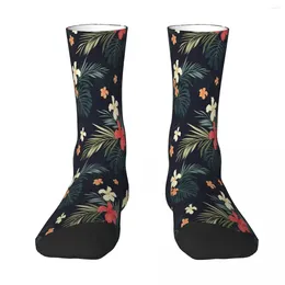 Men's Socks Dark Tropical Flowers Sock Men Women Polyester Stockings Customizable Funny