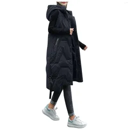 Women's Vests Winter Long Vest Solid Hooded Padded Ladies Casual Sleeveless Jacket Warm Quilted For Female