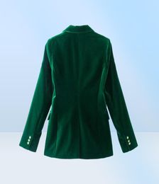 Women039s Suits Blazers Women Dark Green Velvet Blazer Jacket Elegant Coat Female Slim Fit Office Lady Solid Long Sleeve Sing5014573