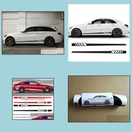 Stickers Car Stickers New 2Pcs/Set Edition Side Skirt Decoration Sticker For Benz C Class W205 C180 C200 C300 C350 C63 Amg Drop Delivery 20