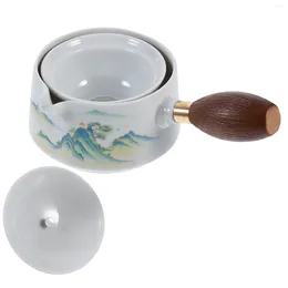 Dinnerware Sets Portable Rotating Travel Tea Set Teapot Side Handle Anti-scald Single Ceramic
