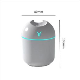 Humidifiers 250Ml Mini White Trasonic Air Humidifier Romantic Light Usb Essential Oil Diffuser Car Purifier Aroma Anion Mist Maker Dro Ote2L