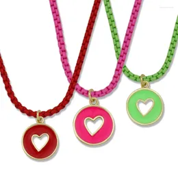 Pendant Necklaces Hollow Korean Sweet Love Heart Necklace For Women Girls Statement Jewelry Small Cute Frete Gratis