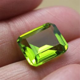 Joanlyn Peridot Rectangle Faceted Gemstone Emerald Cut Peridot Gem 10X12mm C18G 240105