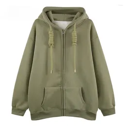 Women's Hoodies Oversized Coat Women Plush Thicken Hooded Zip Up Coats Fashion Design Vintage Loose Cardigan Hoodie Autumn Winter Jacket