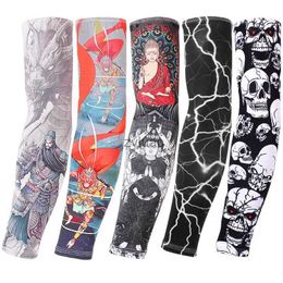 Arm Leg Warmers Protective Gear S115 Cycling Arm Sleeve Ice Silk Sunblock Sleeve Outdoor Cycling Arm Tattoo Men And Women Arm Cover Fishing Raglan Sleeve YQ240106