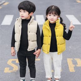 Down Coat Winter Plush Warm Cotton Vest For Boy Girl Aged 2-10 Thickened Casual Sleeveless Jacket 2024 Beibei Fashion Child Clothing