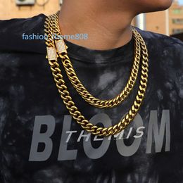 Wholesale Hip Hop 14K 18K Gold Plated Stainless Steel Custom Moissanite Cuban Link Chain Necklace Bracelet