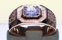 Men Luxury Engagement Wedding Band Ring Rose Gold Filled 3Ct Diamonique CZ Ring For Men Fashion Jewellery Gift Size 7137422930