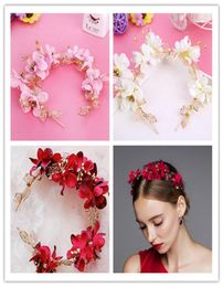 Wedding Bridal Rose Flower Headband Floral Crown Tiara Hairband Pink Purple Red Ivory Flowers Head Bands Hair Accessories Ornament1708326