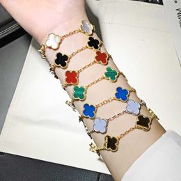Classic Van Jewelry Accessories Coarse chain matching version of Fanjia four leaf clover five flower bracelet womens high 925 plated with 18k rose gold light luxury a