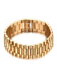 Top Quality Gold Filled chain Watchband President Bracelet Bangles for Men Stainless Steel Strap Adjustable Jewelry8790980