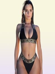 Sexy Bikini Sets For Women Bandage Swimsuit Crop Top Swimwear Thong Bathing Suit High Cut Beachwear Solid Print New8527226