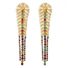 Dangle Earrings Fashion Exaggerated Geomery Alloy Bohemia Color Temperament Claw Chain Metal Creative Leaf Tassel Women Ear Jewellery