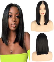 Yaki V Part Wig Kinky Curl Heat Resistant Wigs For Women No Glue U Shape Water Wave Straight Bob Wig6032841