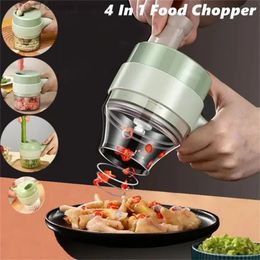 4 in 1 Portable Electric Vegetable Cutter Set Wireless Food Processor for Garlic Pepper Chili Onion Celery Ginger Meat 240106
