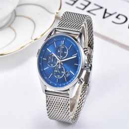 All Dials Working Automatic Date Men Watches Luxury Fashion Mens Full Steel Band Quartz Movement Clock Gold Silver Leisure Wrist W289h