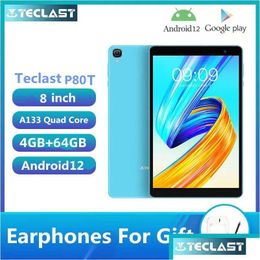 PC Tablet Pc Teclast P80T Android 12 Kids 8 Inch Ips 4Gb Ram 64Gb Rom WiFi 6 Bt5.0 TypeC A133 Quad Core Childrens Tablets 310G Drop