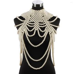 Pendant Necklaces Pearl Necklace For Women Florate Shoulder Shawl Chunky Statement Bead Faux Body Chain Custome Big Choker Long Jewellery