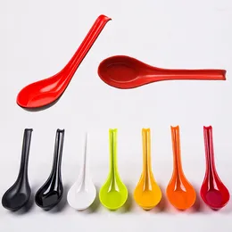 Spoons 5/10pcs Spoon Colour Long Handled Curved Tail Porcelain Imitation Melamine Household Restaurant Anti Scalding Durable TMZ