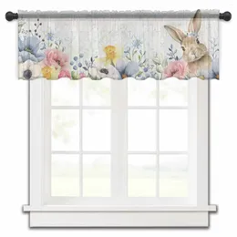 Curtain Easter Spring Flower Egg Kitchen Curtains Tulle Sheer Short Living Room Home Decor Voile Drapes
