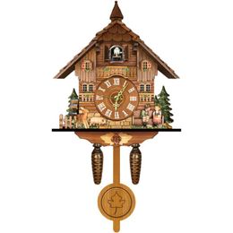 Creative Retro Cuckoo Wall Clock Wood Pendulum Swinging Bird Decorative Hanging Time Alarm Living Room Home Decora 240106