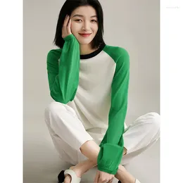 Women's Sweaters Spring Fine Wool Colour Sleeve Round Neck Raglan Long Loose Knit Top