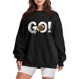 Gym Clothing Women's Casual Football Letter Print Round Neck Long Sleeve Hoodless Sweatshirt For Autumn And Winter Season