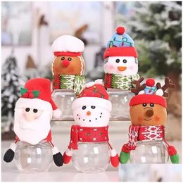 Christmas Decorations Plastic Candy Jar Christmas Theme Small Gift Bags Box Crafts Home Party Decoration Drop Delivery Home Garden Fes Dhvap