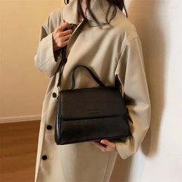 Evening Bags 2024 Autumn And Winter Dark Brown Flip Bag Temperament Commuter Pu Women's Shoulder Messenger Gift