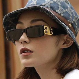 12% OFF Wholesale of sunglasses Personalised Street Shooting Mesh Red Small Square Fashion Metal Double B Sunglasses