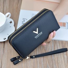 Large capacity zippered wallet women's long wallet fashionable women's clutch envelope bag PU leather phone multi card coin wallet 240106