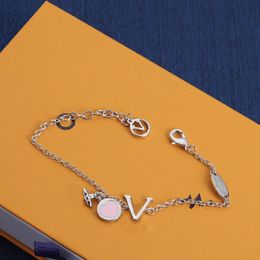 With BOX designer bracelet women letter pink plate charm bracelet womens high quality fashion personalize fine luxury jewelry for girl gift