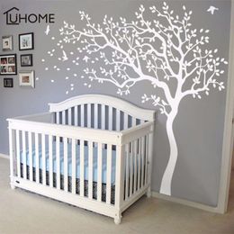 Large White Tree Birds Vintage Wall Decals Removable Nursery Mural Wall Stickers for Kids Living Room Decoration Home Decor 210615206U
