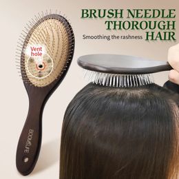 Head Massage Brush Steel Hair Wood With Needle Scalp Airbag brush For Combing 240105