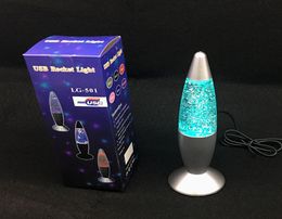 3D Rocket Night Multi Color Changing Lava Lamp RGB LED Glitter Party Mood Night Light Christmas Gift Bedside Night lamp christmas 8134235