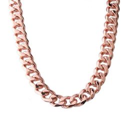 15mm Customization Length Trendy Mens Chain Rose Gold Color Stainless Steel Necklace For Men Curb Cuban Link Hip Hop Jewelry Chain8896126